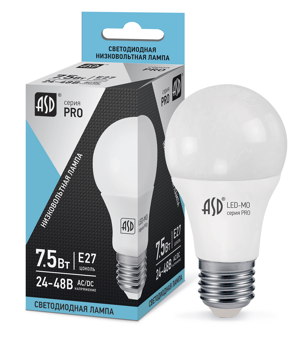 Купить лампа светодиодная низковольтная led-mo-24/48v-pro 7,5вт 24-48в е27 4000к 600лм asd, 100% качество, в наличии на L-ed.ru