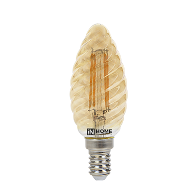 Купить лампа светодиодная led-свеча витая-deco 7вт 230в е14 3000к 630лм золотистая in home, 100% качество, в наличии на L-ed.ru