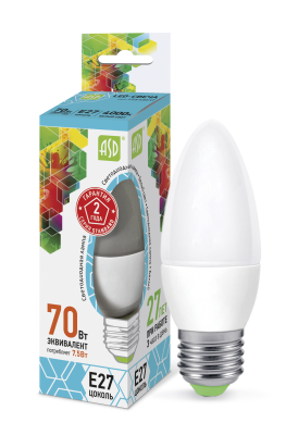Купить лампа светодиодная led-свеча-standard 7.5вт 230в е27 4000к 675лм asd, 100% качество, в наличии на L-ed.ru