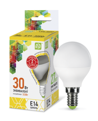 Купить лампа светодиодная led-шар-standard 3.5вт 230в е14 3000к 320лм asd, 100% качество, в наличии на L-ed.ru