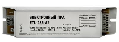 Купить эпра для люминесцентных ламп etl-236-а2 2х36вт т8/g13 в интернет-магазине L-ed.ru